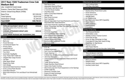 2017 RAM 1500 Tradesman Crew Cab 4x4 6'4' Box