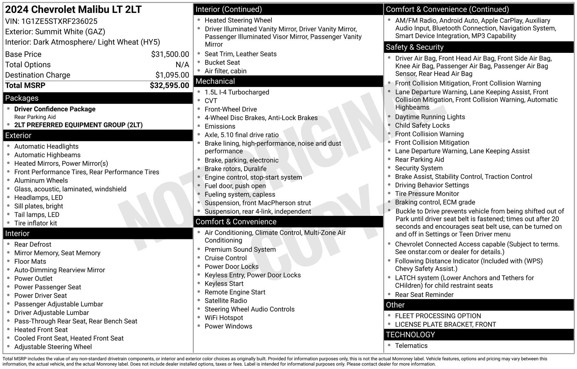2024 Chevrolet Malibu FWD 2LT