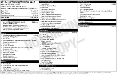 2010 Jeep Wrangler Unlimited Sport