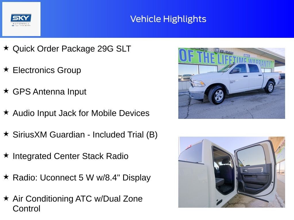 2023 RAM 1500 Classic SLT Crew Cab 4x4 5'7' Box
