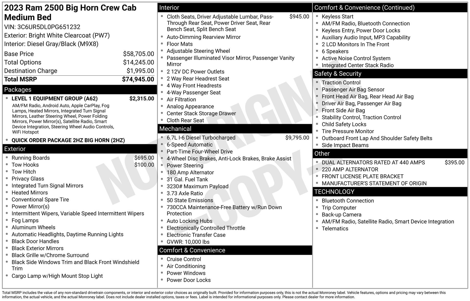 2023 RAM 2500 Big Horn Crew Cab 4x4 6'4' Box