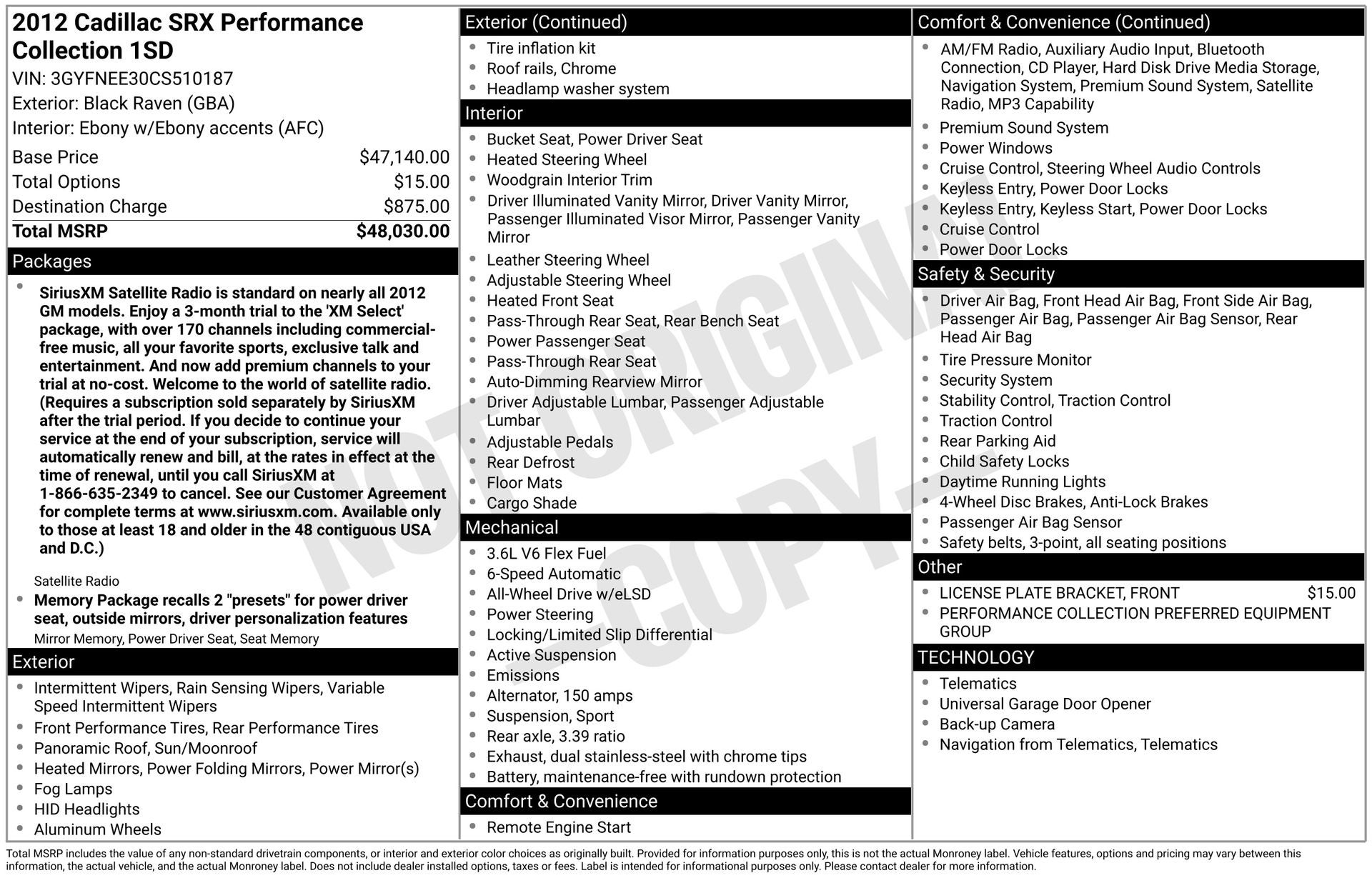 2012 Cadillac SRX Performance