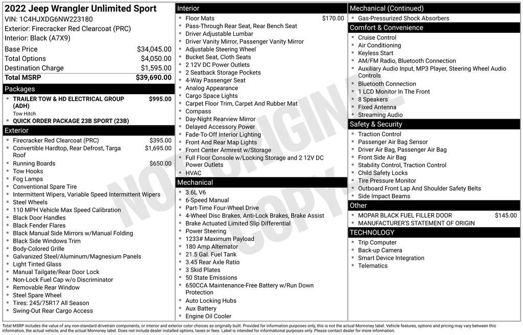 2022 Jeep Wrangler Unlimited Sport
