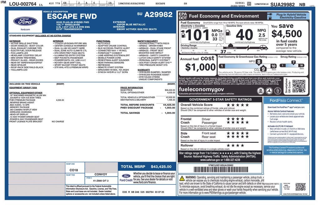 2025 Ford Escape Plug-In Hybrid Base