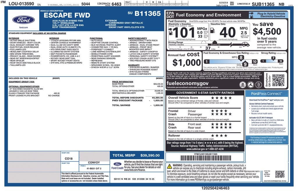 2025 Ford Escape Plug-In Hybrid Base