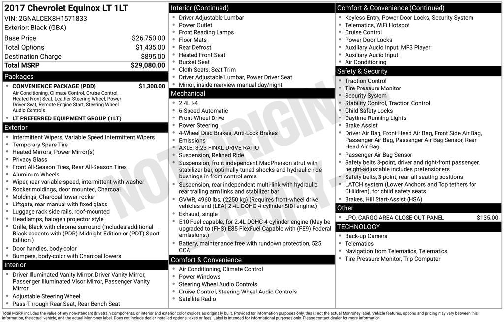 Used 2017 Chevrolet Equinox LT with VIN 2GNALCEK8H1571833 for sale in Newhall, IA