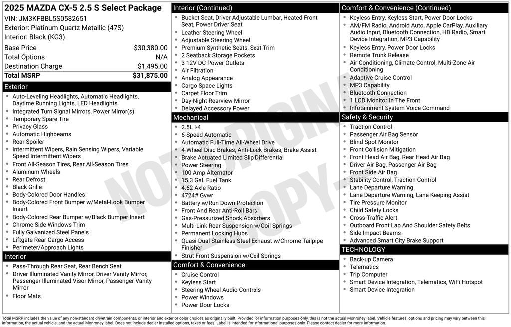 2025 Mazda Mazda CX-5 2.5 S Select Package